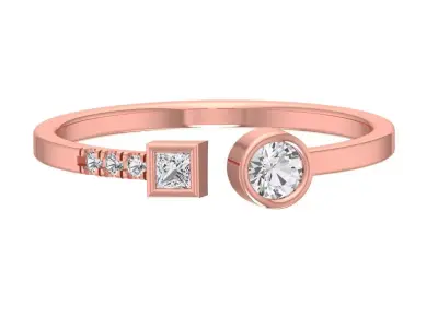 Solitaire Women Light Weight Princess Round Stone Band Ring 3D print model purchase