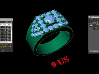 Light Gold Diamond Men Ring 2MR035 3D model