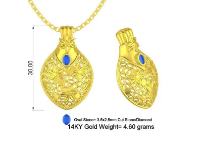 Flower light weight gold pendant design 3D print model