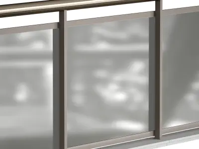 Glass railing with handrails for the balcony 3D model