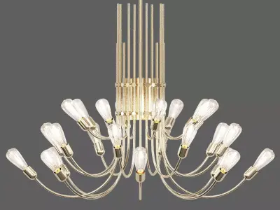OCTUS modern chandelier in brass with light bulbs 3D model