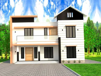 Modern-House house with two stories and balcony 3D model