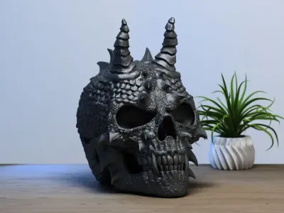 Skull dragon Headphone Stand Cyborg skull dragon Headset  3D print model purchase