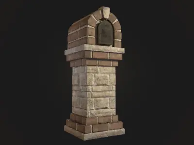 Brick Mailbox Low-poly 3D model