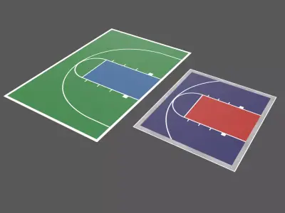 PBR Mini Basketball Court Floor Low-poly 3D model