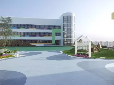 Greening of kindergarten playground and outdoor game ground 3D model