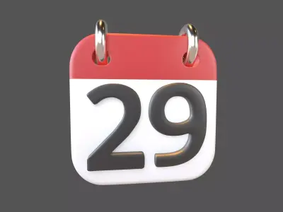 Calendar Icon 29 v1 001 Low-poly 3D model