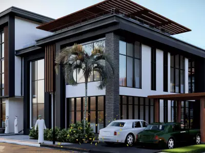 modern villa Low-poly 3D model