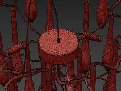 FLEURIS chandelier with glass drops hanging from it 3D model