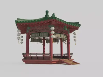 The octagonal pavilion in ancient Asian architecture 3D model
