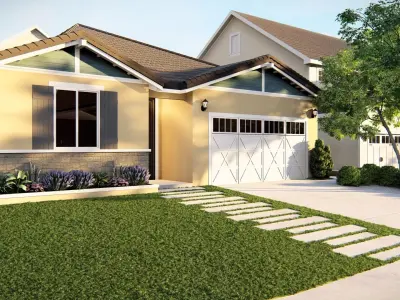  3D Exterior Scene 3D model design garden and landscape city  3D model