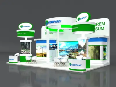 Exhibition Stand Stall 10x6m Height 500 cm 3 Side Open 3D model
