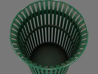 Public Trashcan Low-poly 3D model