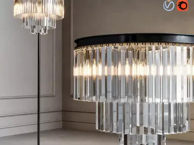 ODEON Clear Glass Flor Lamp SMOKE 3D model