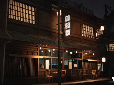 Ramen Restaurant Environment Low-poly 3D model