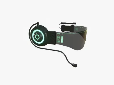 SciFi Glasses D02 Black Green - Character Design Fashion Low-poly 3D model