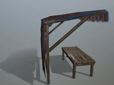 market  bench Low-poly 3D model