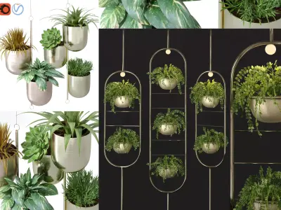 Hanging metal plant vine pot lighting lamp partition divider 3D Model Pack