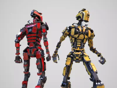 Gamerady robot with 6 color options Low-poly 3D model