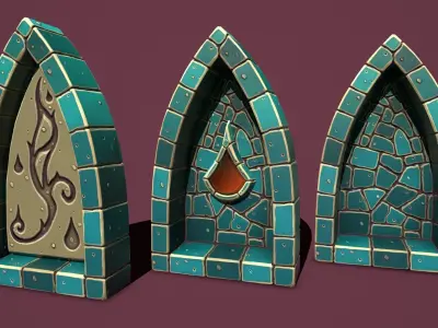 Fantasy stone window 1 Low-poly 3D model
