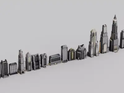 Dark Deco City Bundle 3D model