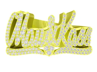 A7843 Hip Hop Letter Ring 3D Model 3D print model