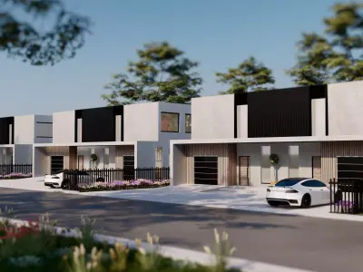 Modern Duplex House 3D Model Residential Architecture Exterior  3D model