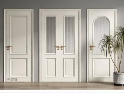 Wooden-door Single-door Bedroom-door Glass-door Bathroom-door 3D model