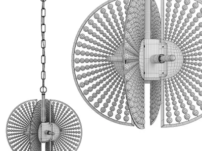 LOFTEY gold chandelier with crystals hanging from it Low-poly 3D model