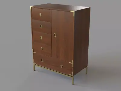 Malone Campaign Chifforobe Walnut 3D model