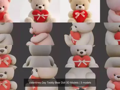 Valentines Day Teddy Bear Doll 3D Models 3D Model Pack