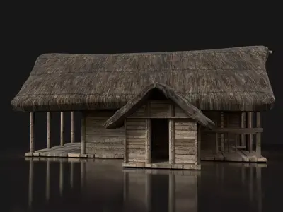 Next Gen AAA FANTASY MEDIEVAL WOODEN SIMPLE THATCHED HUT Low-poly 3D model