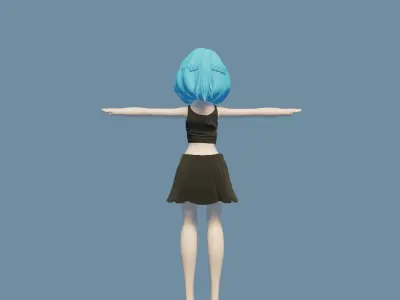 Anime girl Low-poly 3D model