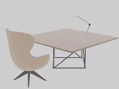 Modern Office Chair and Table 3D model