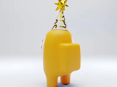 Among Us Yellow Party Hat Character 3D model