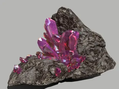 Crystal Set rock with crystals Low-poly 3D model buy