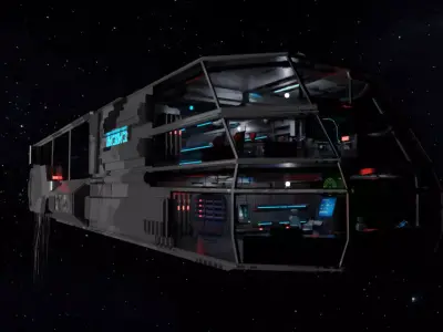 Spaceship - Cyberpunk style Low-poly 3D model