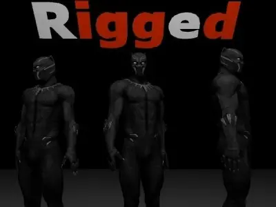 Black Panter Civil War Marvel Rigged Low-poly 3D model