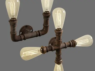 3dasset industrial pipe wall lights 3D model