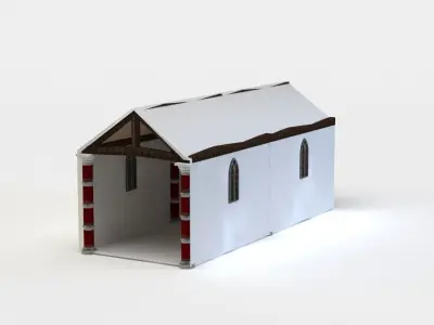 Corridor box with two doors Low-poly 3D model