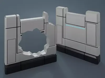 Low Poly Sci-Fi Defense Essentials Pack D-003 Low-poly 3D model