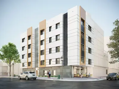 Residential Building Exterior Scene 3D model Day Rainy and Night 3D model