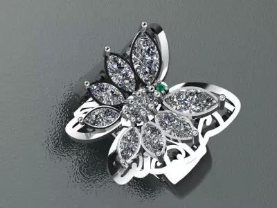 The Mariposa Monarch Butterfly Ring jewelry 3D model - for Her 3D print model