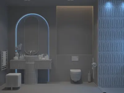 Contemporary Pastel Bathroom   Designer Vanity  3D model