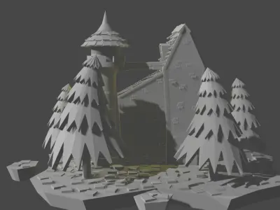 Castle on the island 3D model