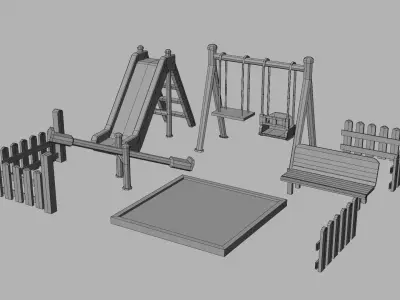 Stylized Playground Pack Low-poly 3D model
