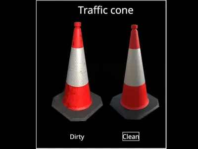 Traffic cone Low-poly 3D model 34