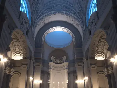 Interior Classic Hall Cathedral St Maria Maddalena  3D model