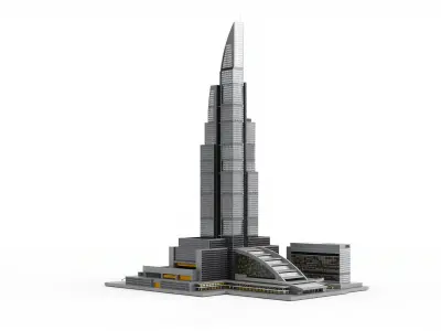 Futuristic Skyscraper Architectural Model Low-poly 3D model