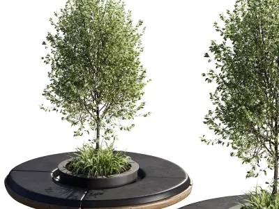 Bench with Plants - Urban Furniture 06 3D model